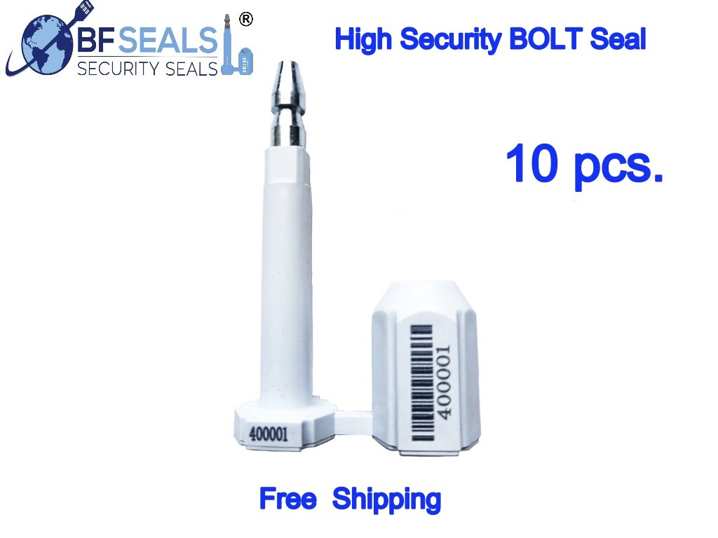 High Security BOLT Seal for Cargo Containers,  10 pcs .White Color, Numbered,