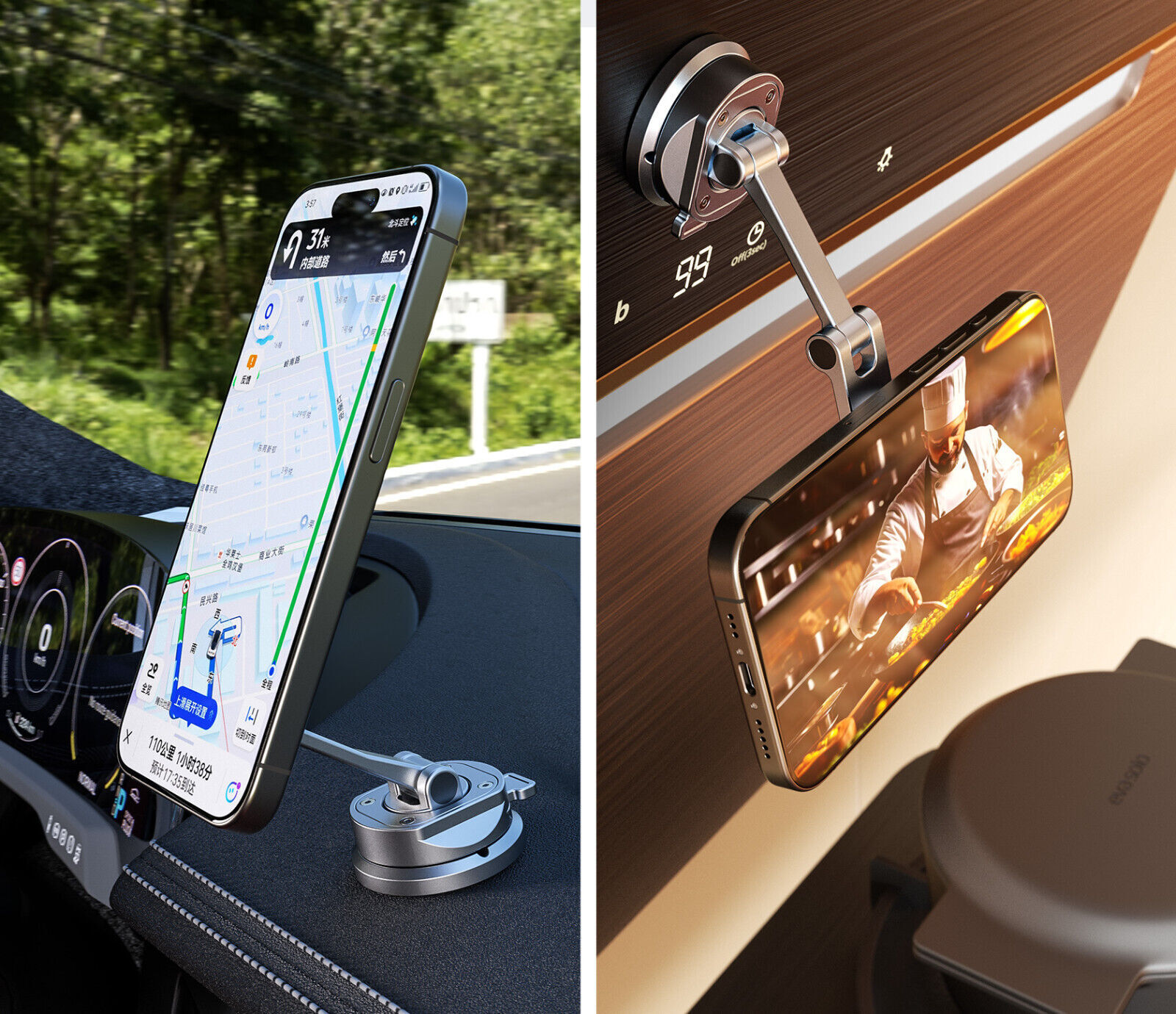 Leofoto PM-02 Magnetic Car Phone Mount - Black