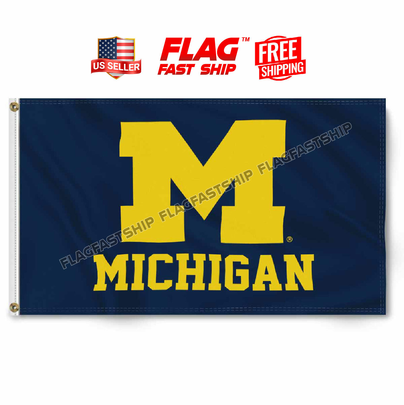 Michigan Wolverines 3x5 FT Flag Man Cave Logo Banner Football NCAA FREE Shipping