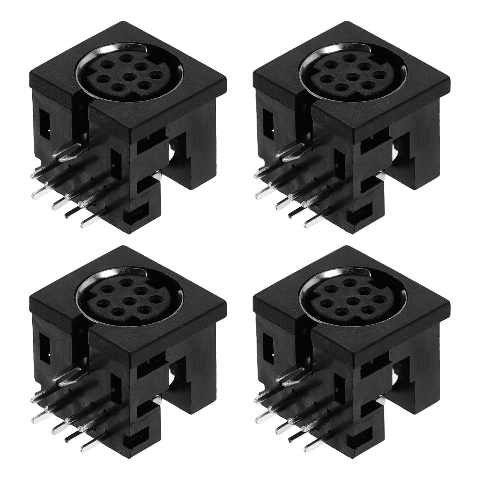 4Pcs 8Pin DIN Female Chassis Connector Socket,S-video PCB Mount for Player,Black