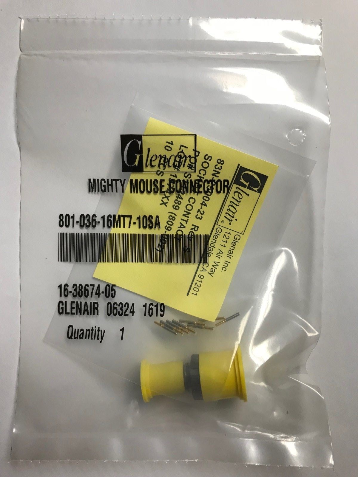 Glenair 801-036-16MT7-10SA Mighty Mouse Connector & Contacts - BRAND NEW SEALED