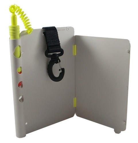 Foldable Dive Slate with Pencil – 2 Pages, Clip, Replaceable, 7.25"x5" Size