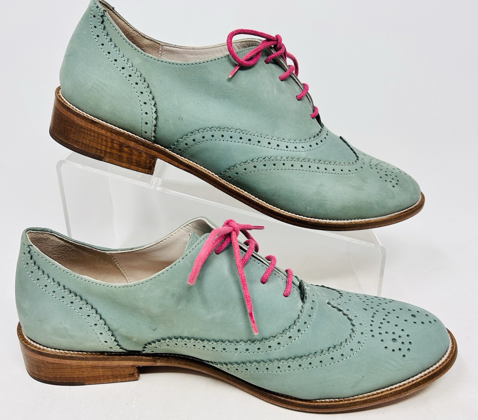 Boden Teal Suede Wingtip Oxfords Brogue Women's Size 41 EUR 9.5 -10 US.