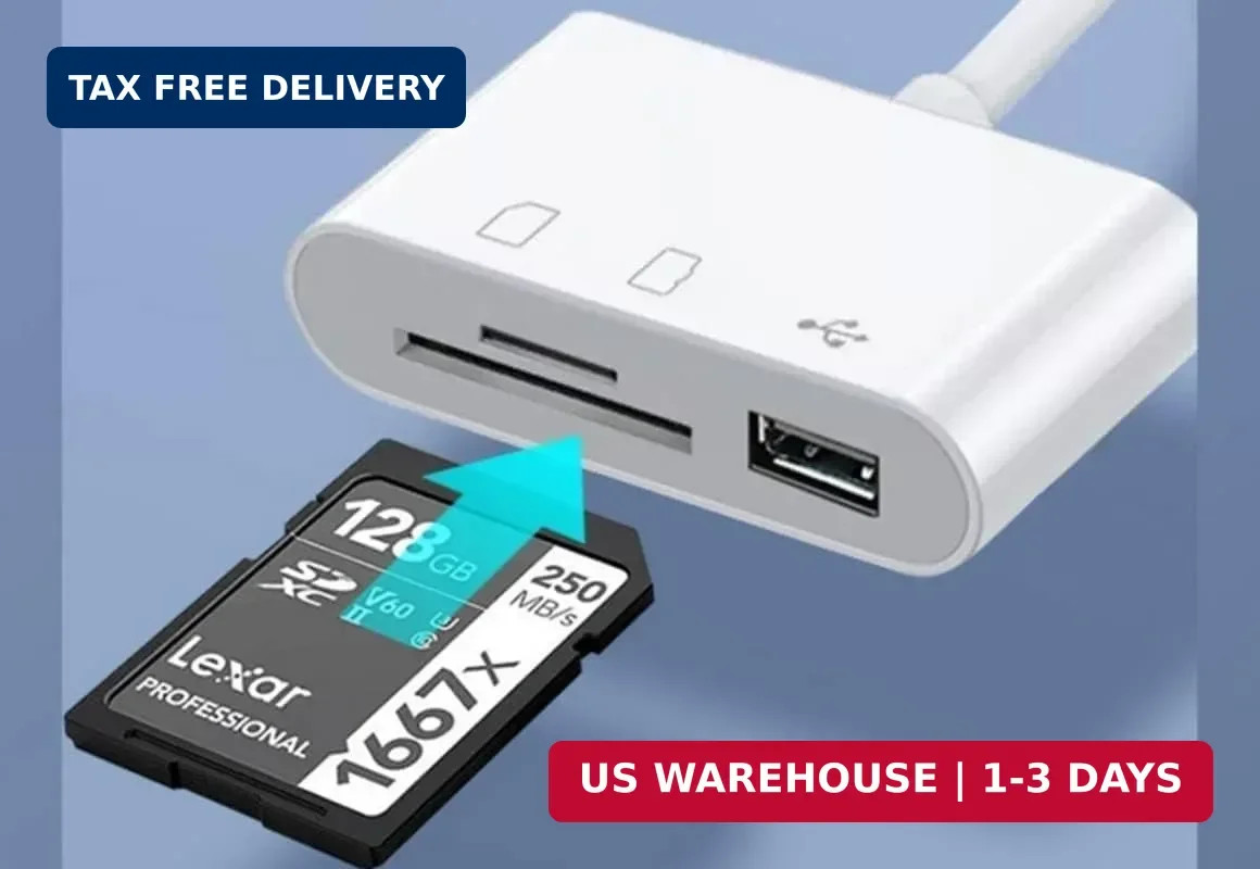 USB C SD Card Reader, USB C to Micro SD TF Memory Card Reader, 3-in-1 USB Camera