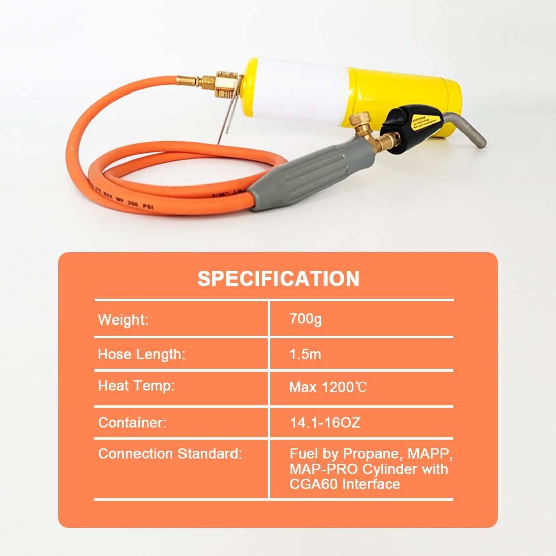 Propane Torch Head, Mapp Gas Torch with Trigger Start, Adjustable Flame Knob