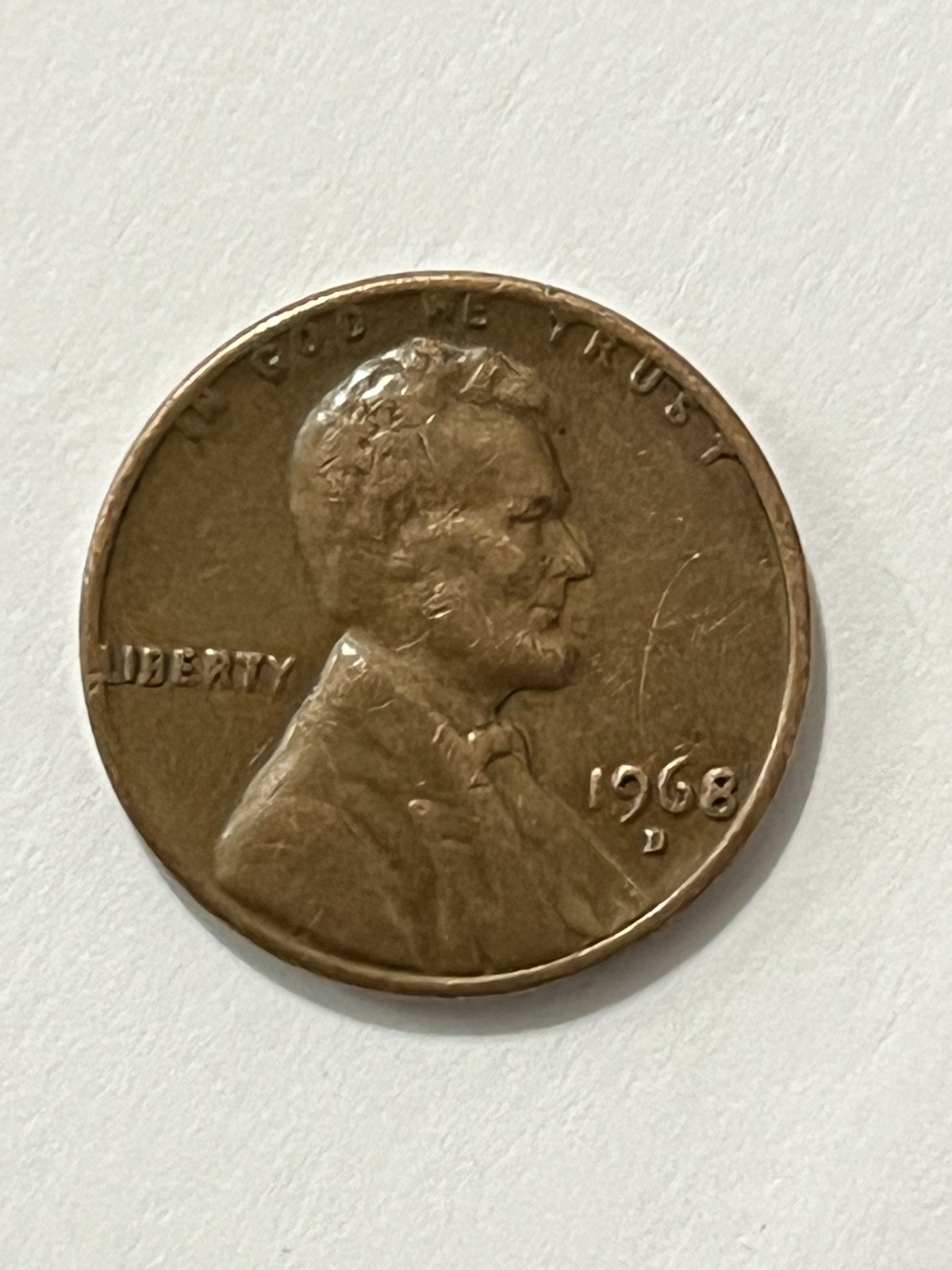 1968-D EVERYTHING IS ON THE RIM FLOATING ROOF CLOSED AM RARE PENNY ERROR COIN