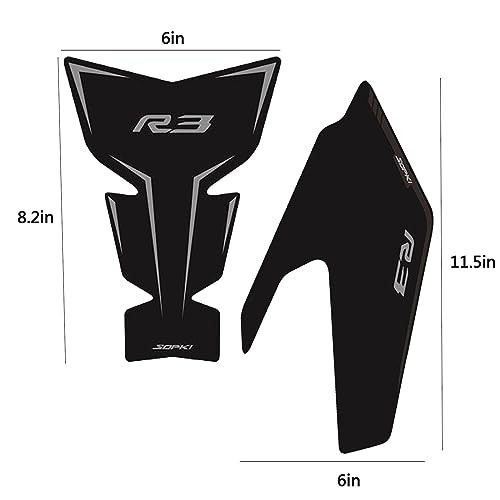 Motorcycle Fuel Tank Protector For Yamaha R3 Fuel Tank Pad Non-Slip Gas Black