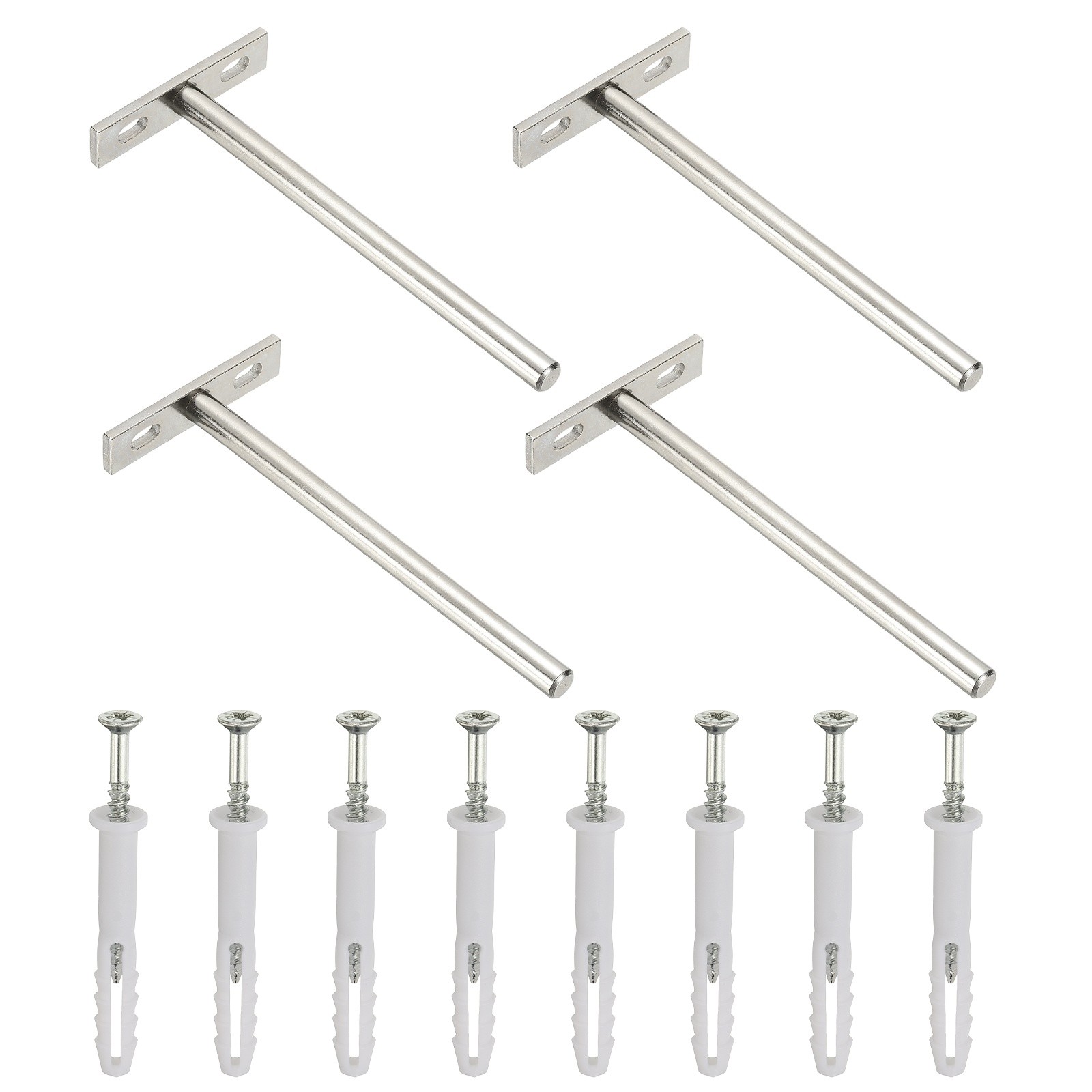 4 PCS Blind Shelf Supports, 6 Inch Heavy Duty Floating Shelf Bracket, Silver