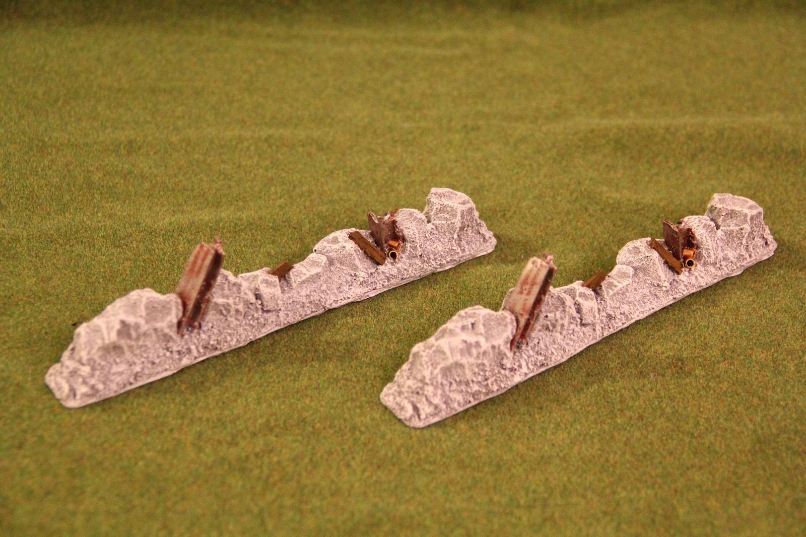 War games scenery destroyed concrete modular walls, resin cast warhammer style.