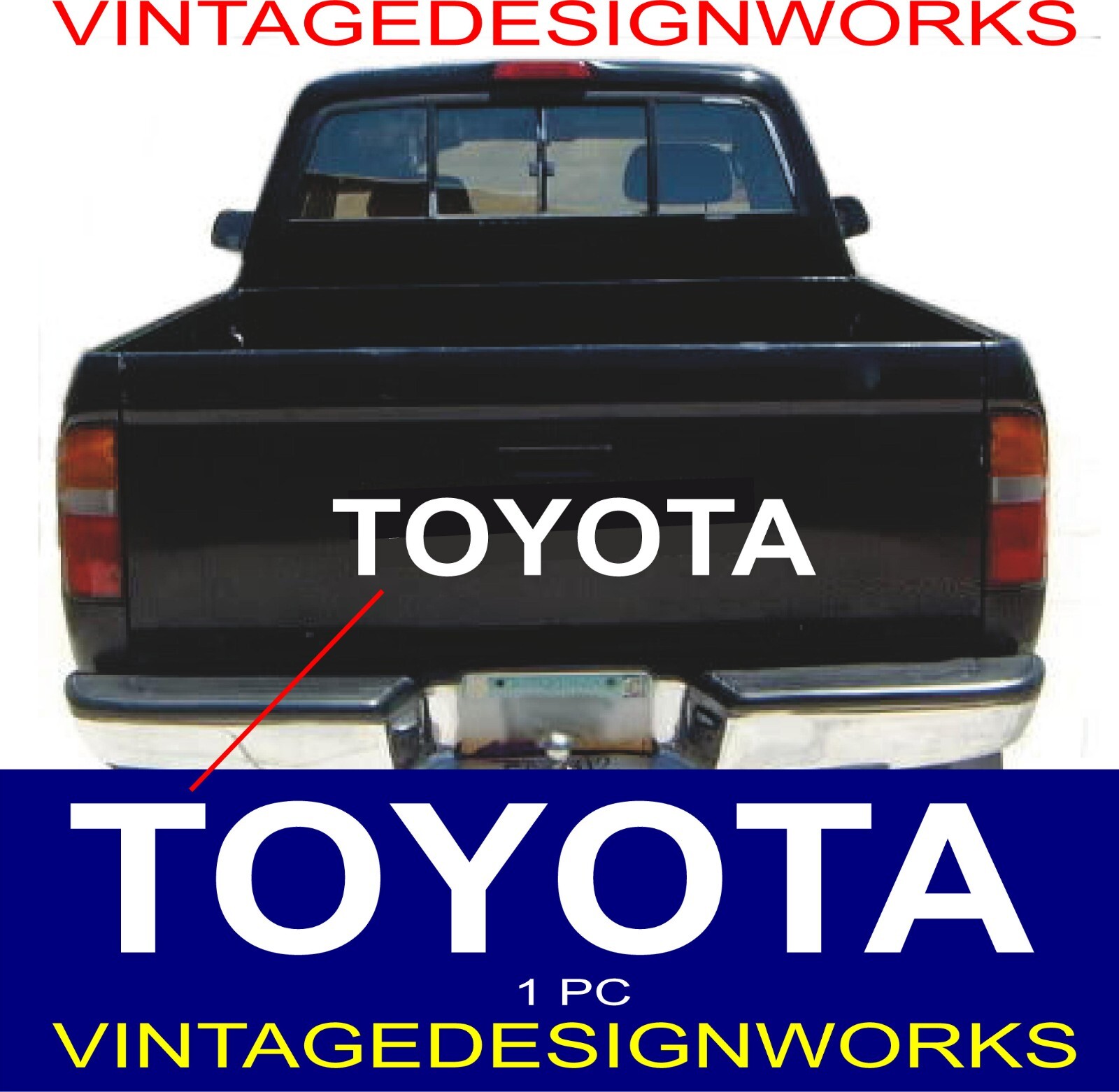90 - 96 TOYOTA TAILGATE WHITE Vinyl Decal Sticker Emblem Logo Graphic 31"