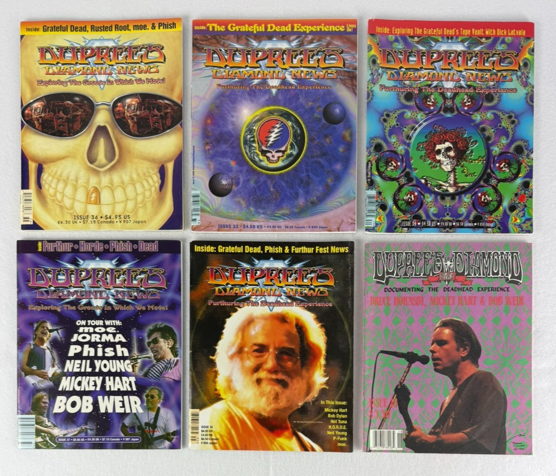 Dupree’s Diamond News Lot of 6 – Grateful Dead Fan Magazine – Jerry Garcia