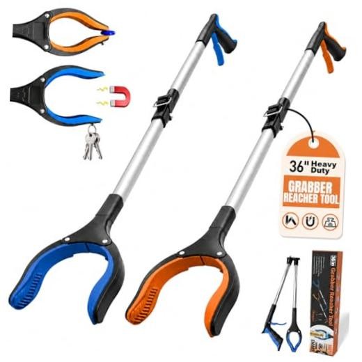 LEGENDONE 2 Pack 36" Magnetic Grabber Reacher Tool, 36"blue&orange - 2pack