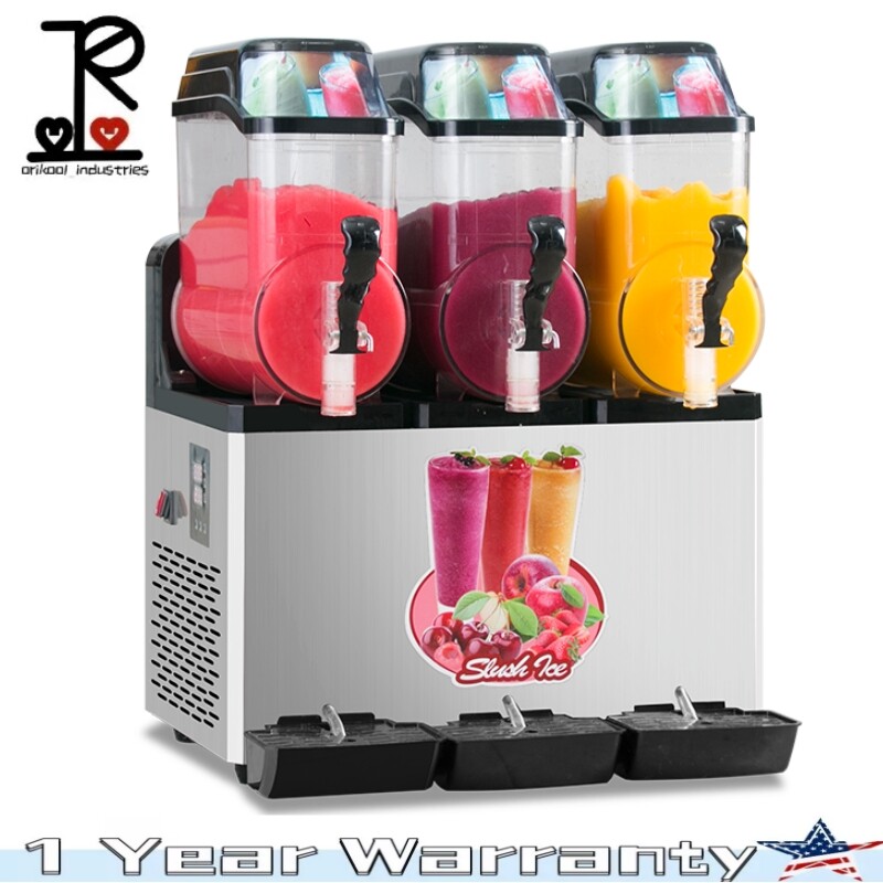 1100W Commercial Slushy Machine 45L 3Tank Stainless Steel Margarita Frozen Drink