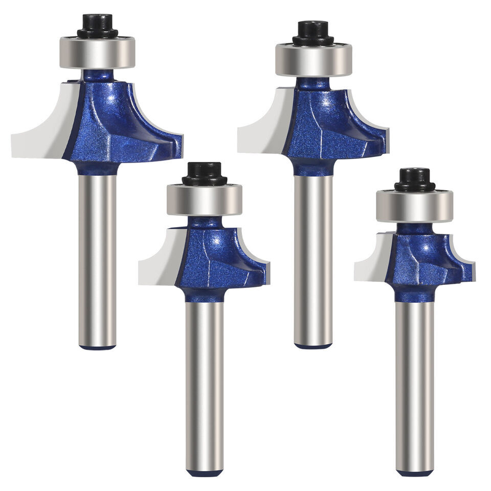 4x Round Corner Over Router Bit Corner Edging Woodworking Milling Tool 1/4 Shank