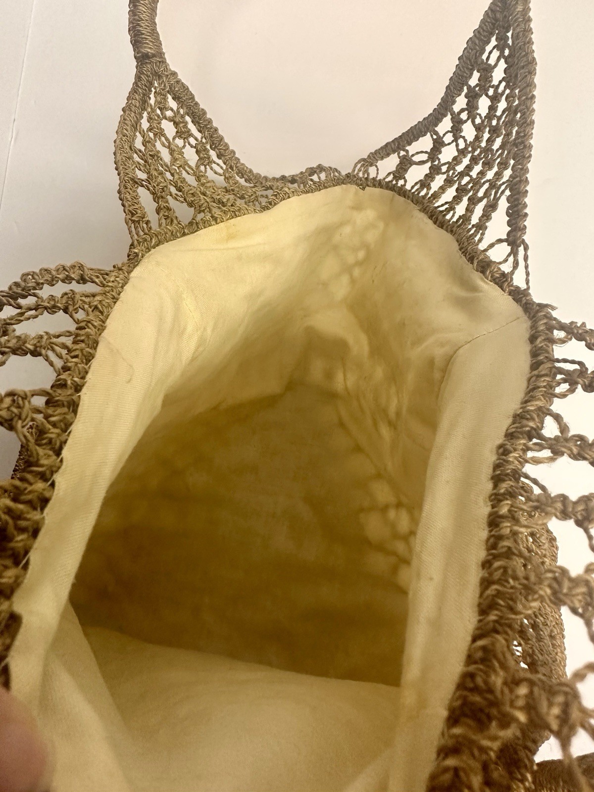 Vtg Macramé Beige Bag Handbag
