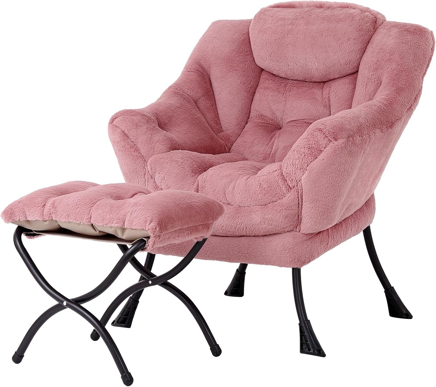 Lazy Chair W/ Ottoman Modern Lounge Accent Chair W/ Armrests & a Side Pocket
