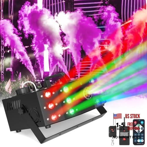 Fog Machine Smoke Machine with 12 LED Colorful Beam Light | with DMX Light