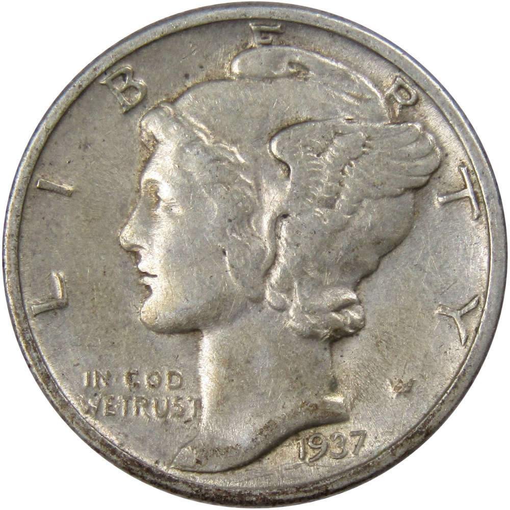 1937 Mercury Silver Dime XF EF Extremely Fine 10c Coin Collectible