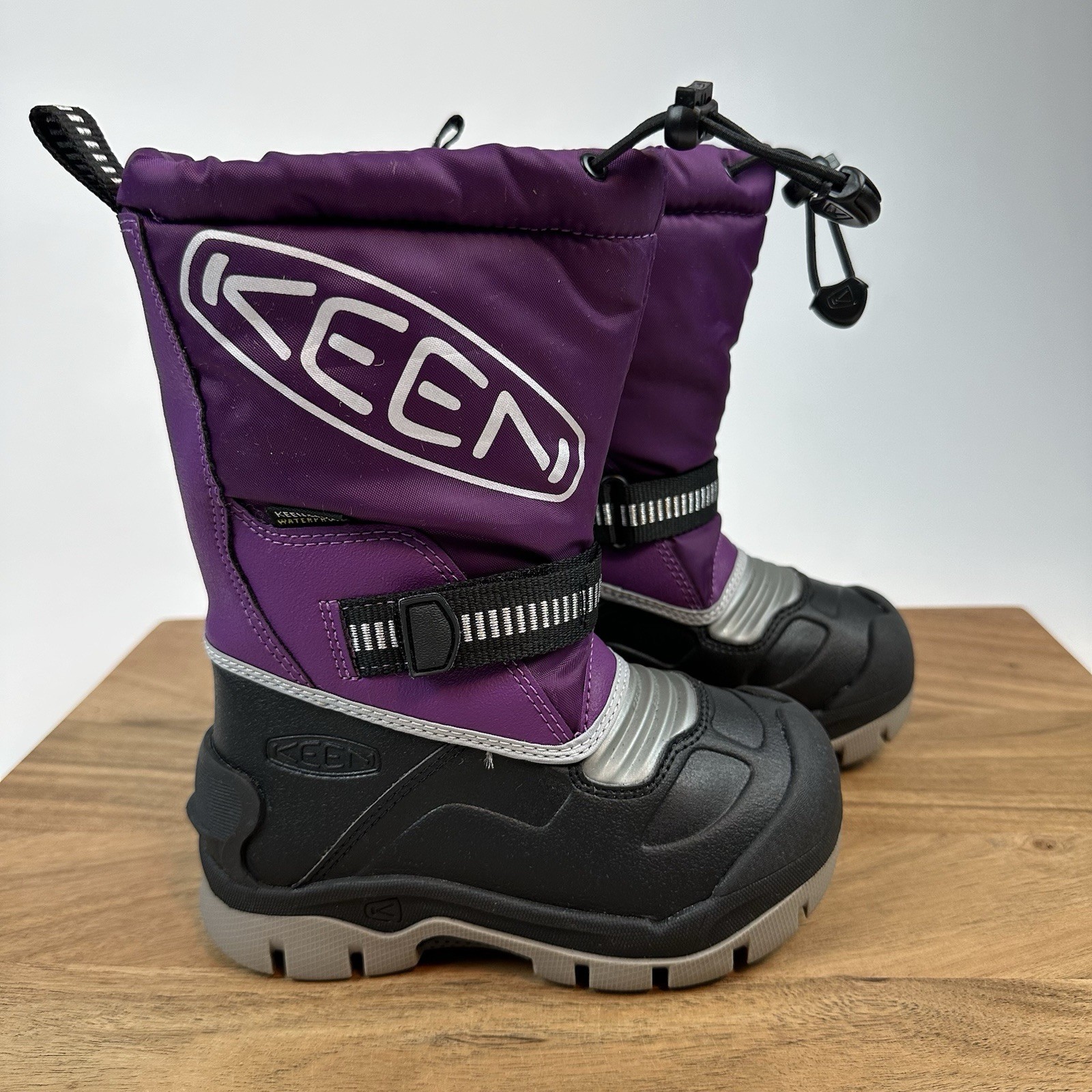 New Little Kids Keen Snow Troll Waterproof Purple Lined Winter Boots Size 8 C
