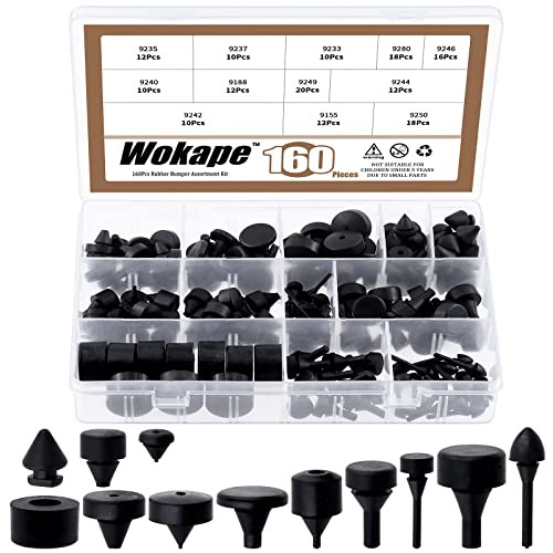 160Pcs Rubber Bumper Assortment Kit, Black Rubber Bumper Compatible With Most