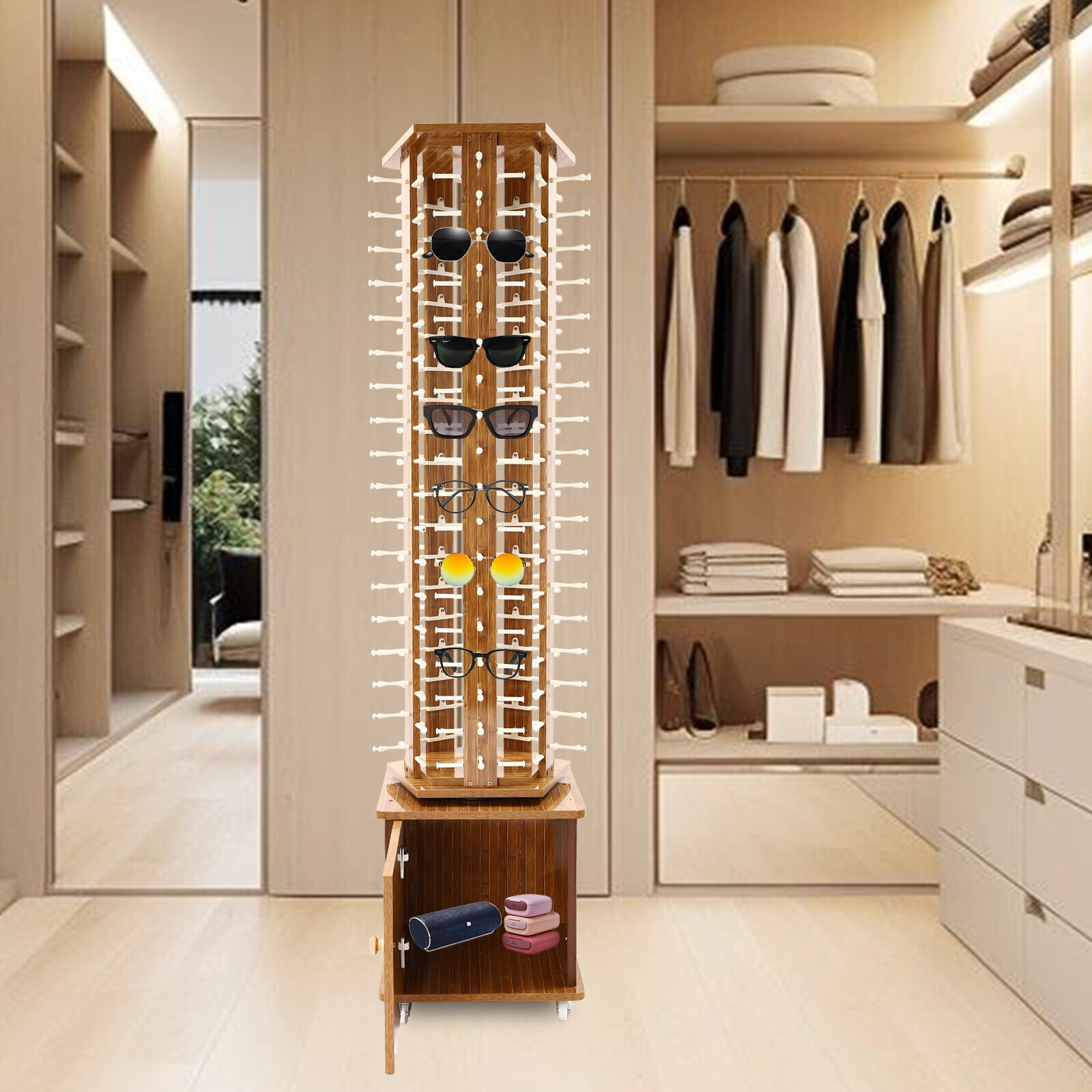 90 Pair Sunglasses Rack Display Stand Case Floor Sunglasses Display Rack 5-Sided