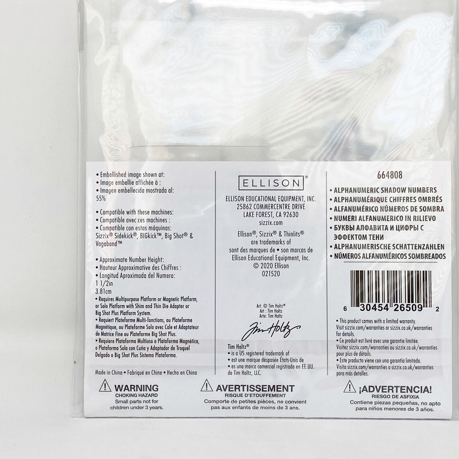 Sizzix Thinlits Tim Holtz Alphanumeric Shadow Numbers Cutting Dies 664808 New
