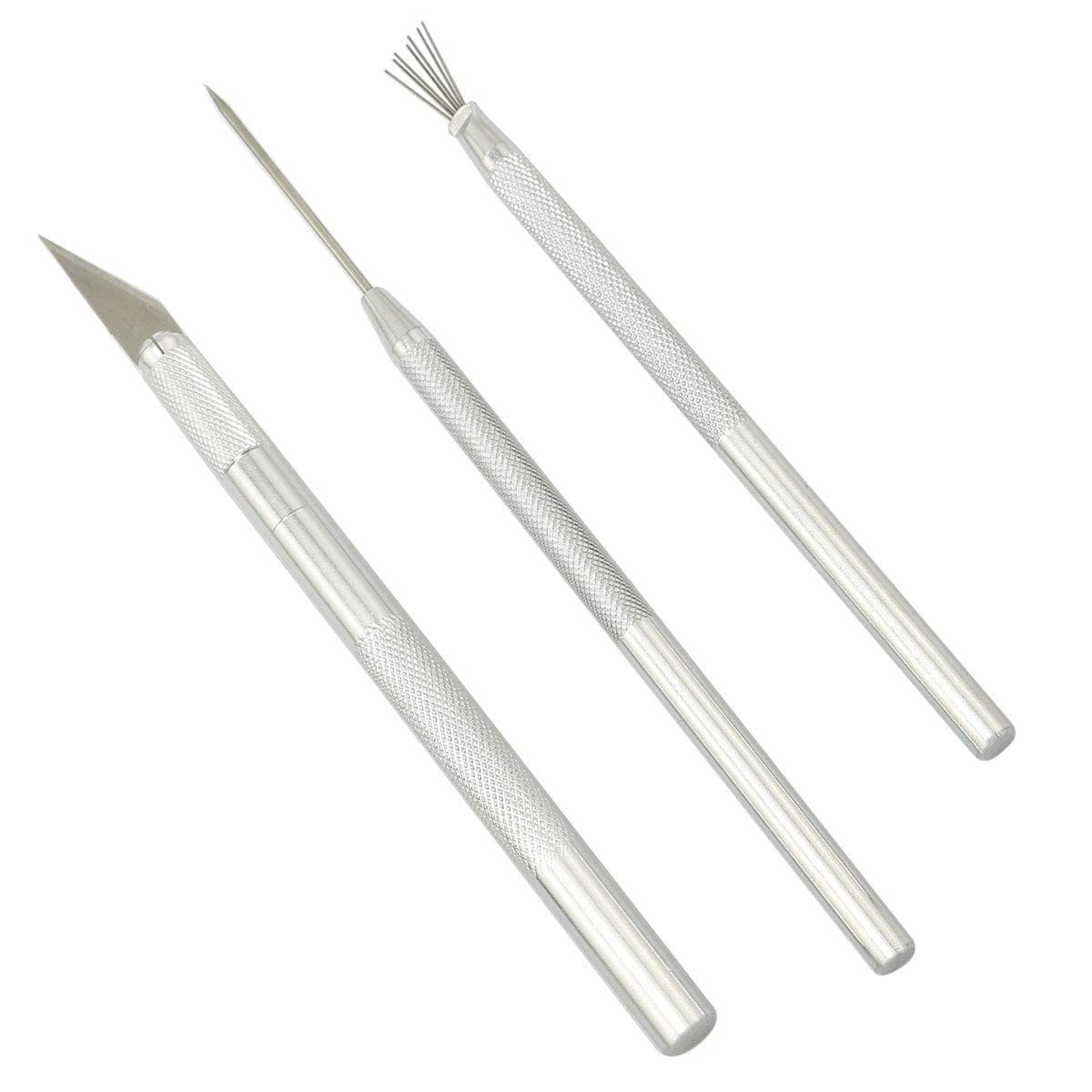 3-in-1 Sculpting Tool Set with Feather Pin, Pro Needle, Carving Knife 6.3 Inch
