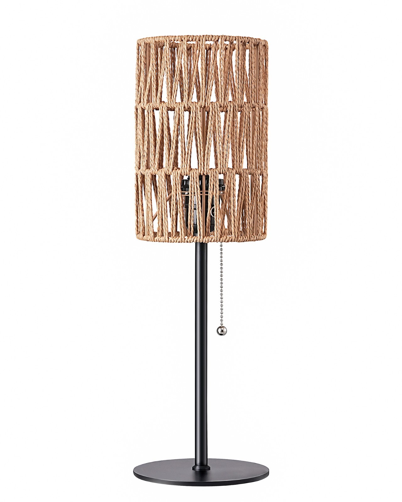 EDISHINE Rattan Table Lamp, Boho Nightstand Lamp with Pull Chain, E26 Socket