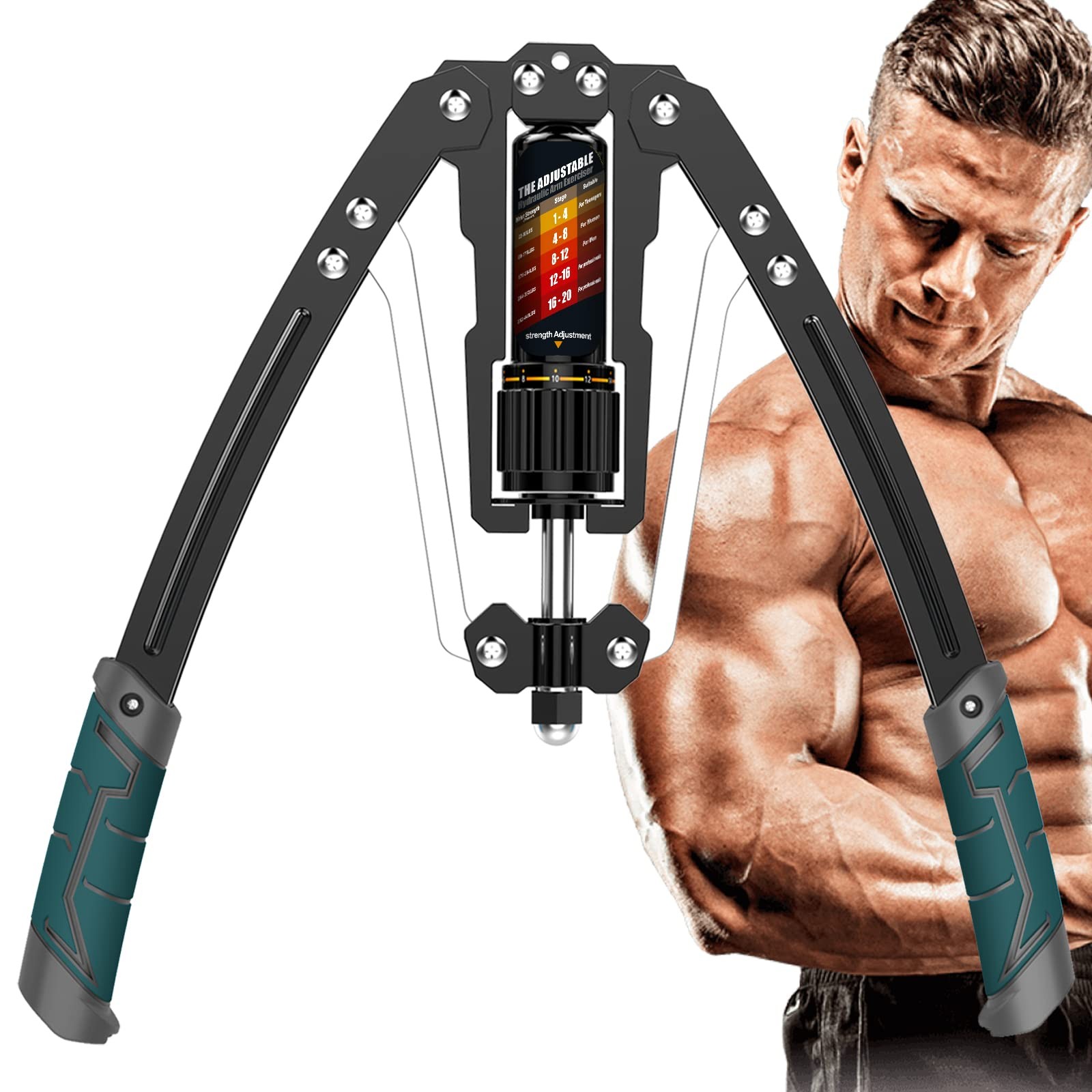 Adjustable Arm Exerciser 22-440lbs - Hydraulic Chest Expander & Muscle Trainer