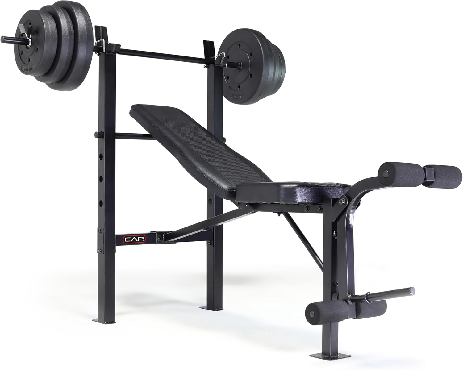 Standard Weight Bench with Leg Developer and a 100 LB Vinyl Weight Set – Adjusta