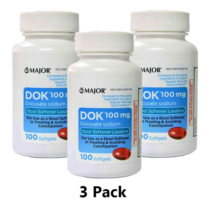 Major Docusate Sodium 100mgSoftgels Stool Softener GenericColace 100Ct 3Pack3/27
