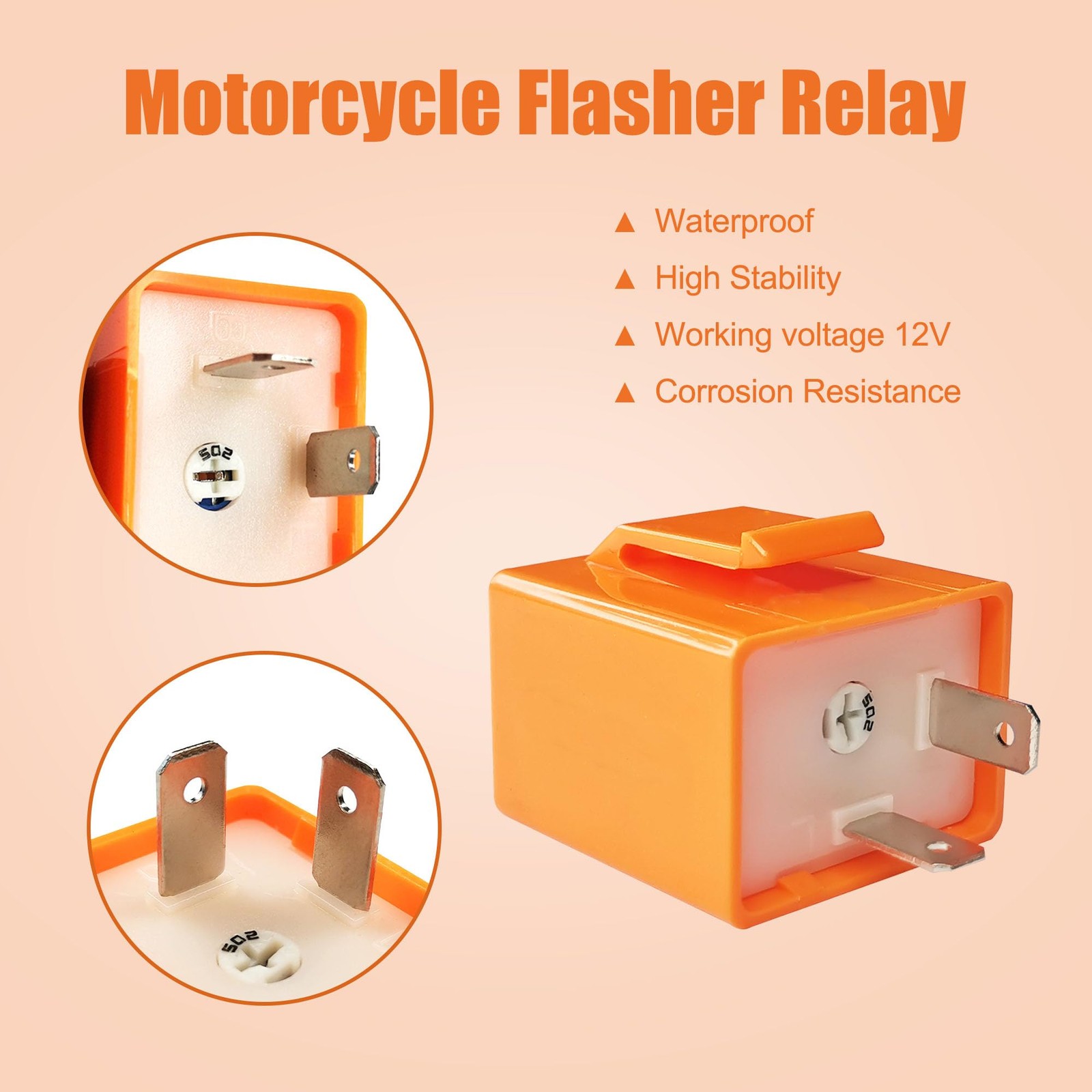 2Pcs 2Pin 12V Speed Adjustable LED Electronic Flasher Relay Fix Motorcycle Tu...
