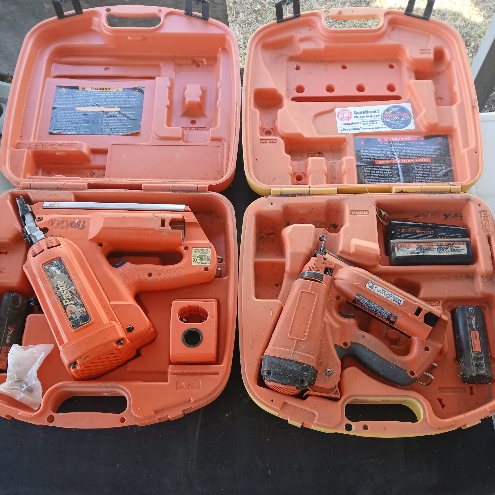 Lot of 2 Paslode Cordless Framing Nailer For Parts With 4 Batteries Untested