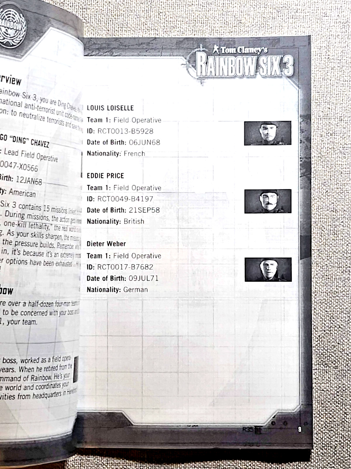 Tom Clancy's Rainbow Six 3 Instruction Manual Only - GameCube