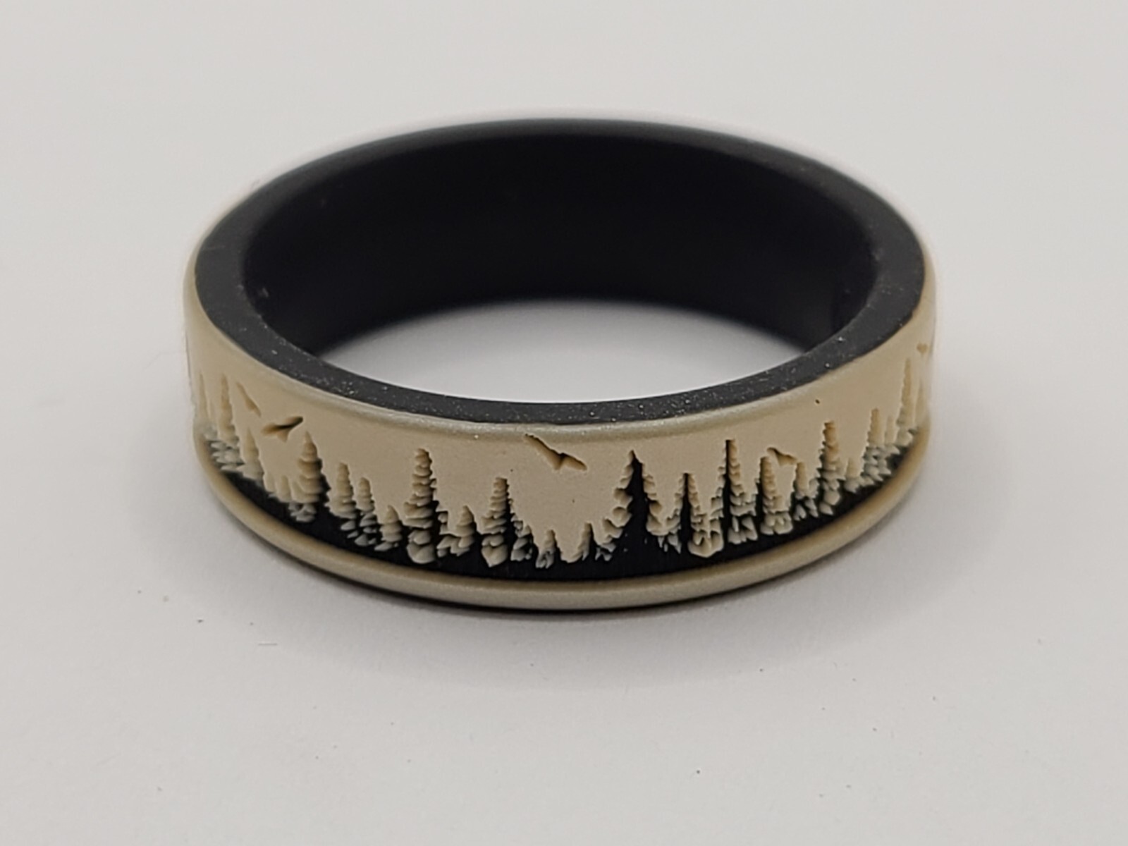 Knot Theory Engraved Mountain Silicone Ring - Dual Layer sz 9