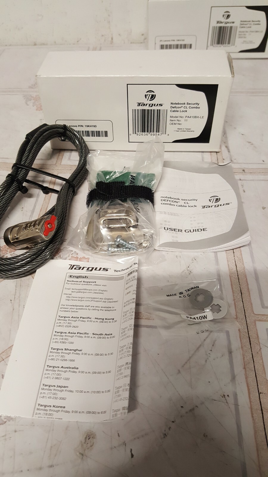 2X Targus Notebook Security Defcon CL Combo Cable Lock w/Base Plate PA410BX-LE