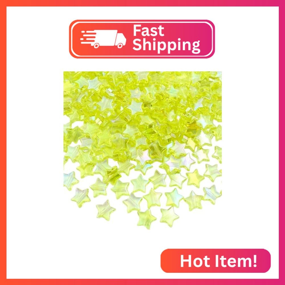 LIMAOLLY 300 PCS Acrylic Star Beads Clear Loose AB Colors Cute Spacer Beads for