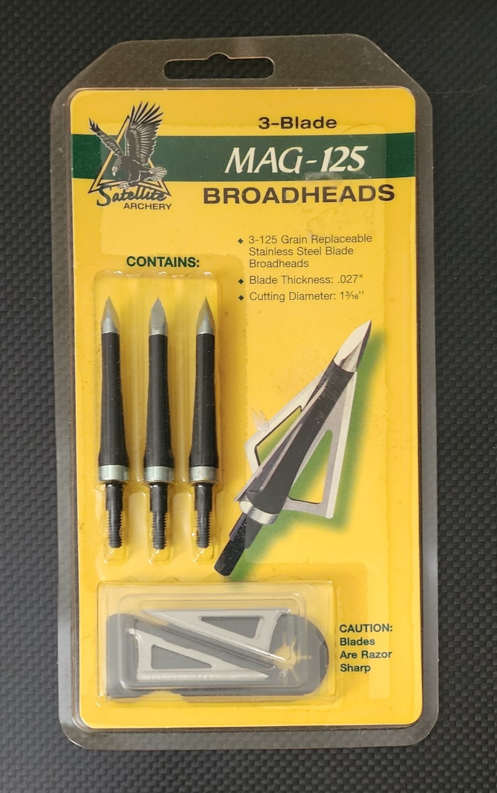 Satellite MAG-125 Broadheads 125 Grain 3 Blade Archery Hunting NEW Sealed