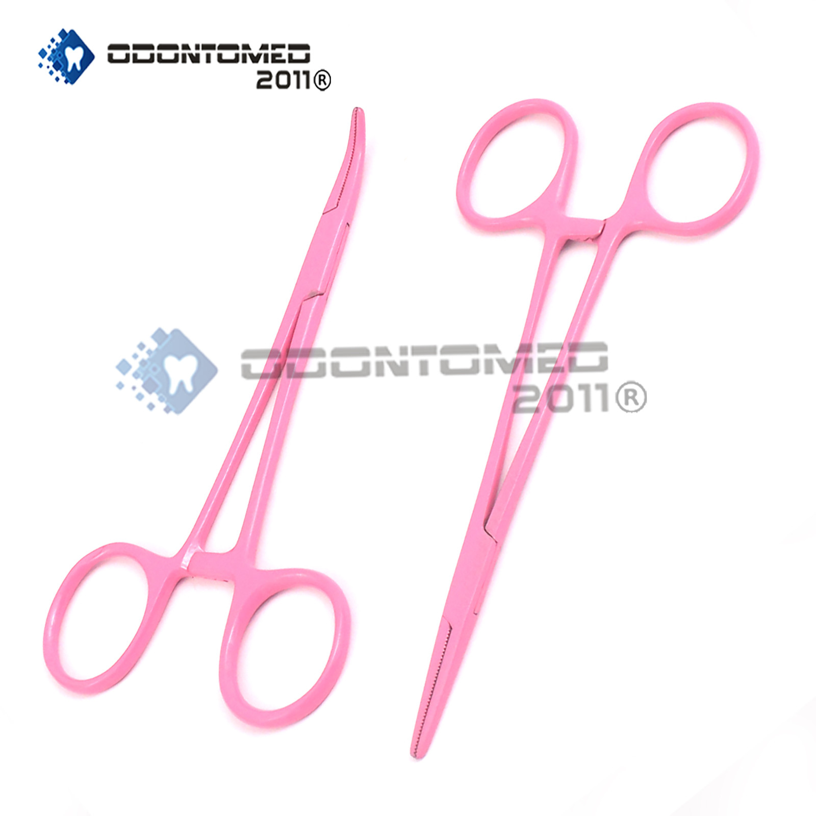 2 Mosquito Hemostat Forceps 5" (Str & Cvd) Pink Color Surgical Instrument