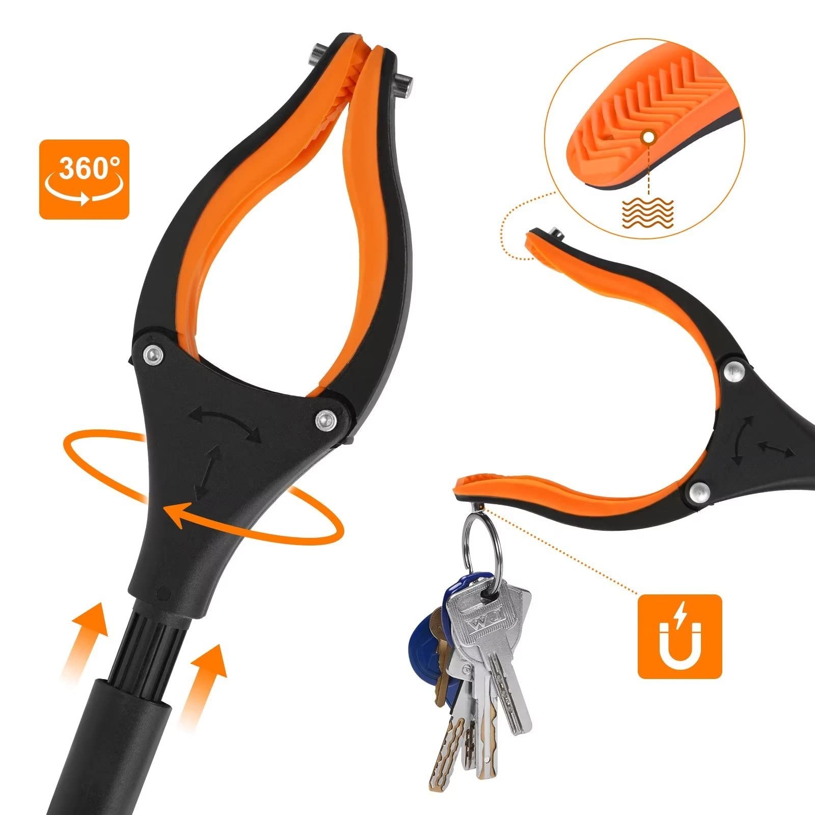 43" Extra Long Grabber Tool, Foldable Grabbers for Elderly 43 Inch, Orange