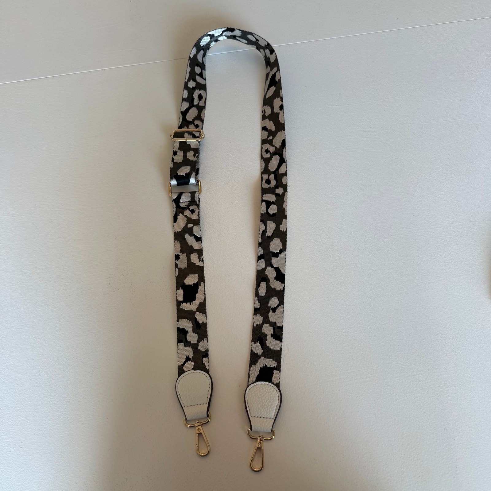 Black White Leopard Print Adjustable Crossbody Strap for Purse 1.5"