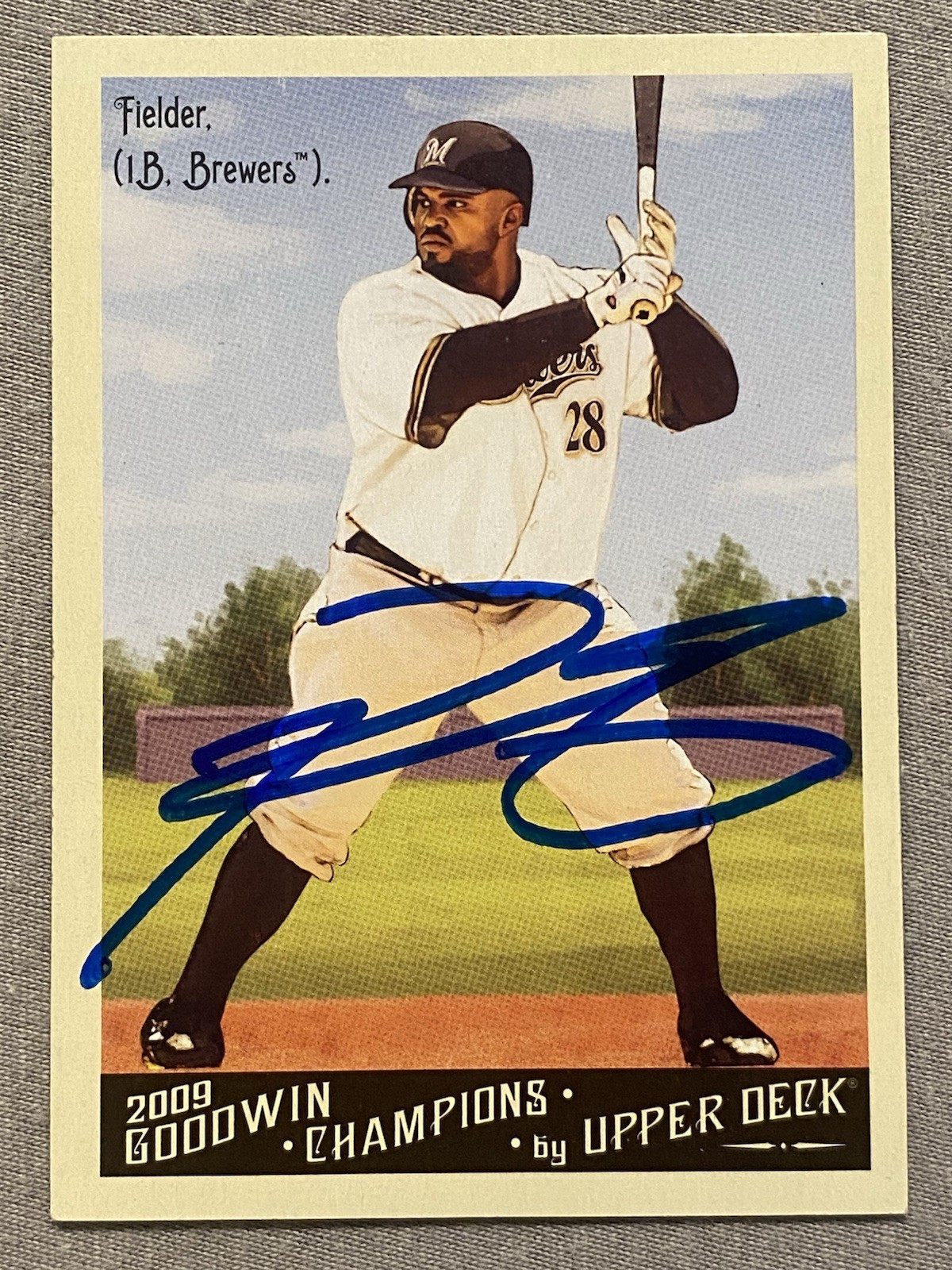 MILWAUKEE BREWERS PRINCE FIELDER AUTOGRAPH 2009 UPPERDECK GOODWIN CHAMPIONS #137