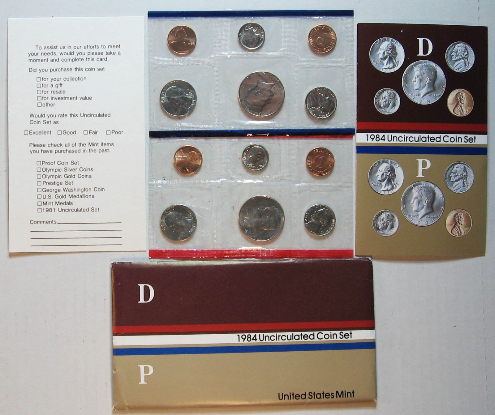 1984 US MINT UNCIRCULATED SET / 10 BU COINS SEALED IN OGP FLAT PACK