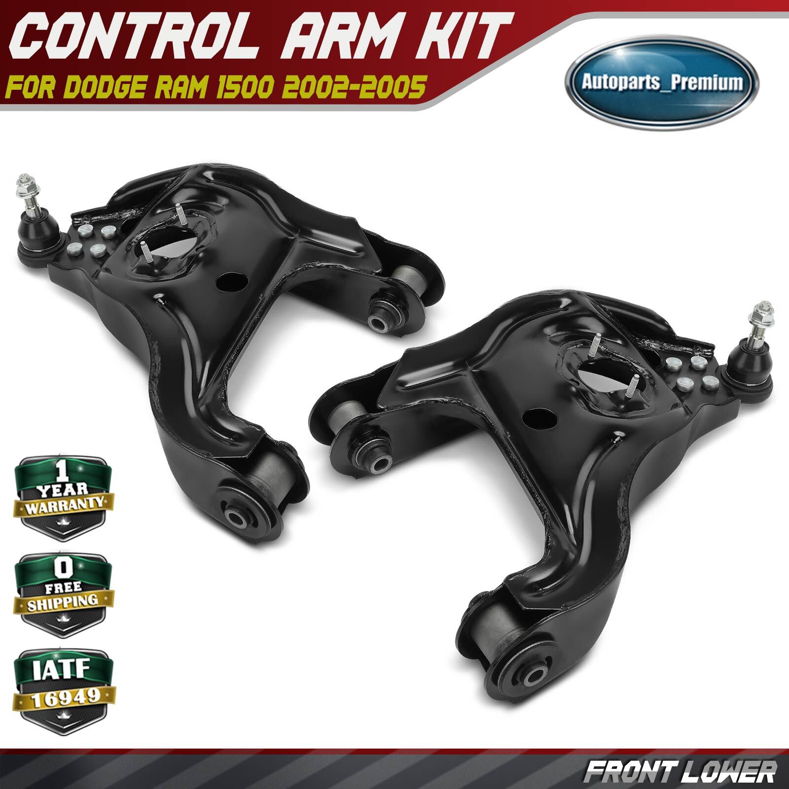 2pcs Front Lower Side Control Arm & Ball Joint Assembly for Dodge Ram 1500 02-05