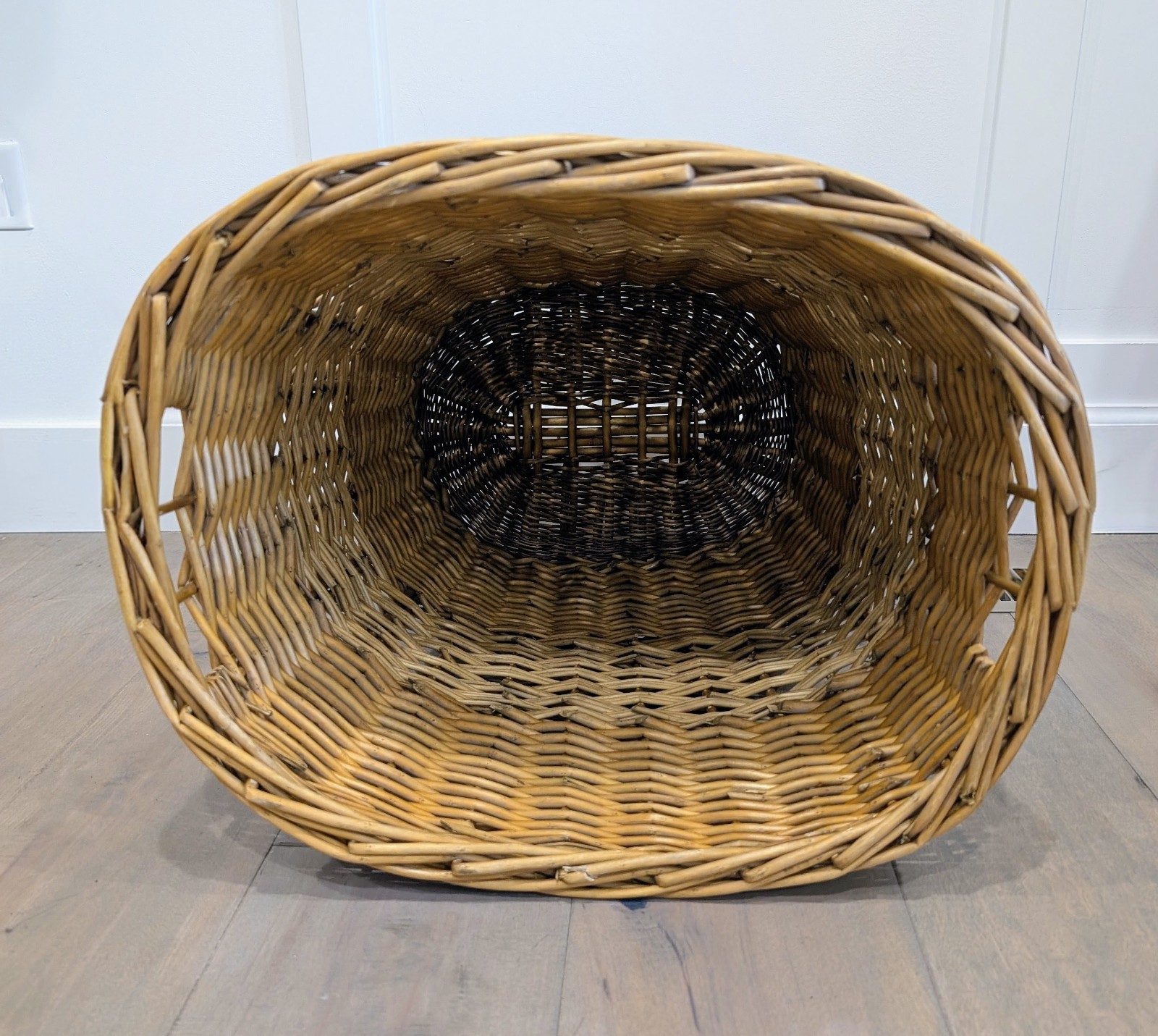 Large Wicker Basket Blanket Storage Rustic Farmhouse Decor Woven Basket Bin