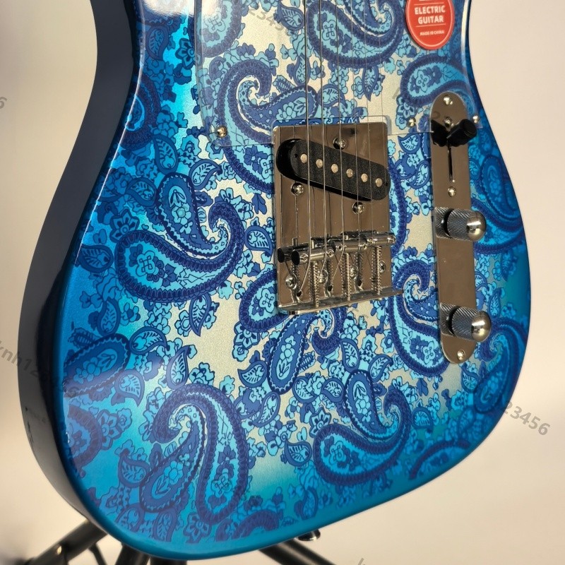Electric Guitar Blue Paisley Maple Neck SS Pickup Stainless Rounded Fret Edge