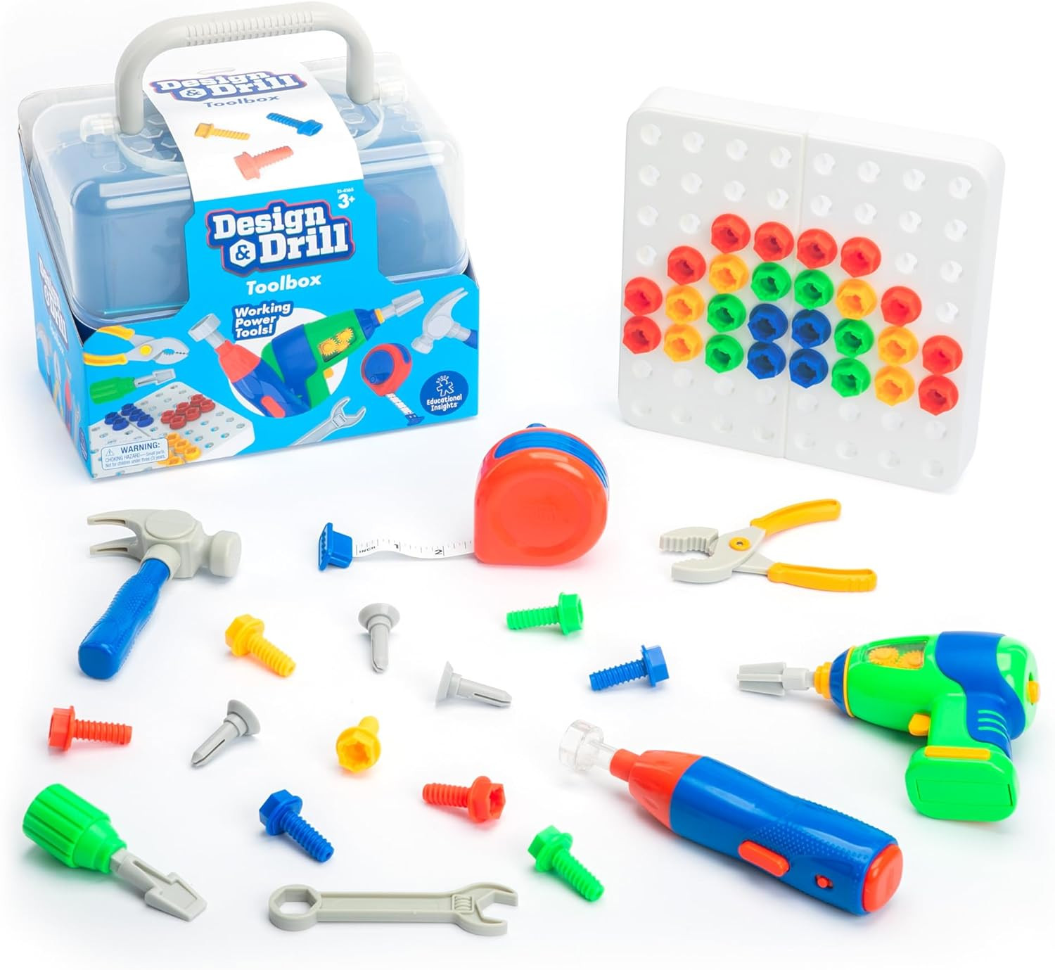 Educational Insights Design & Drill Toolbox - Construction Toys & Toddler Tools,