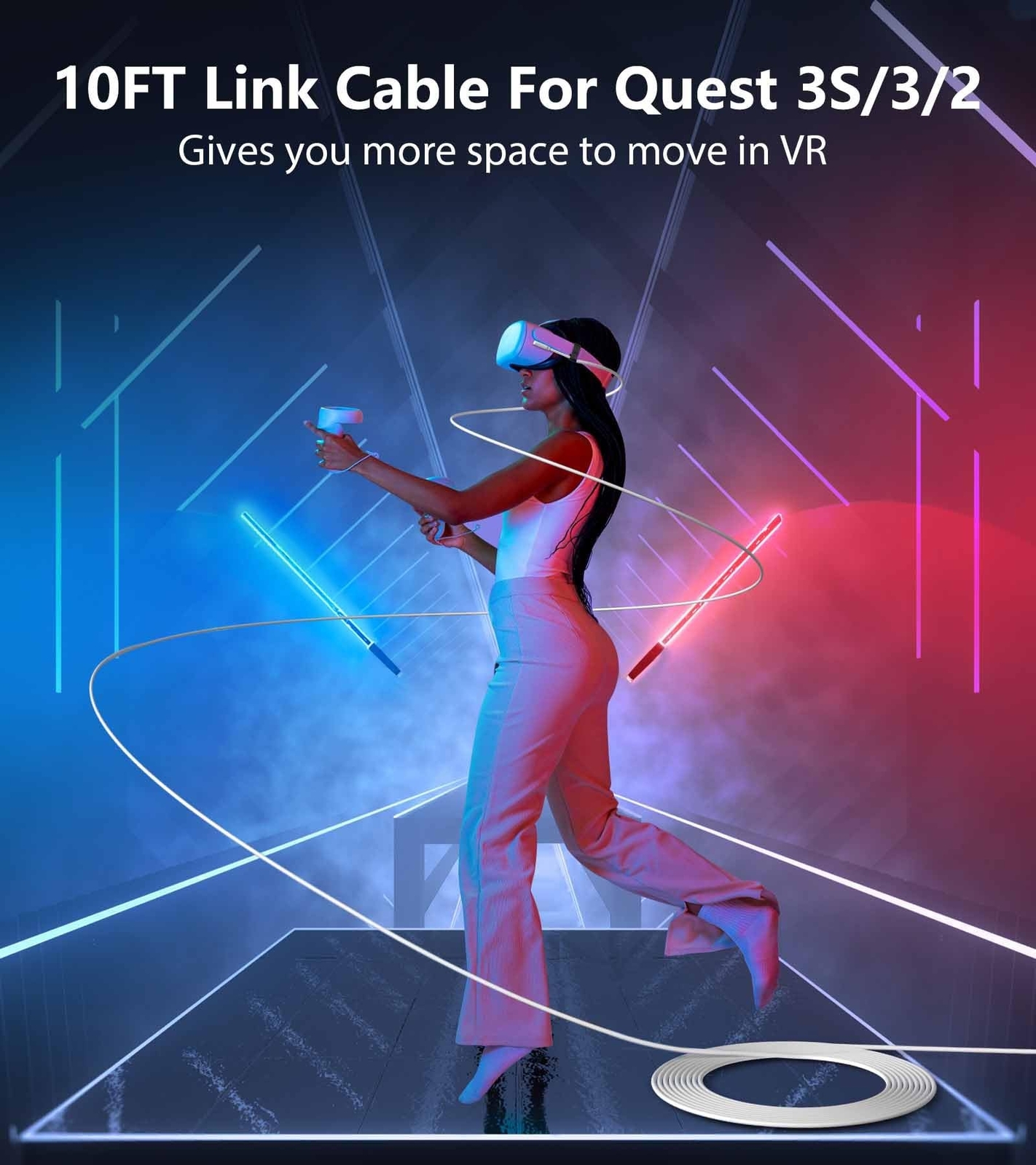 YRXVW Link Cable 10FT Compatible with Meta/Oculus Quest 3S, Quest 3, Quest 2/...