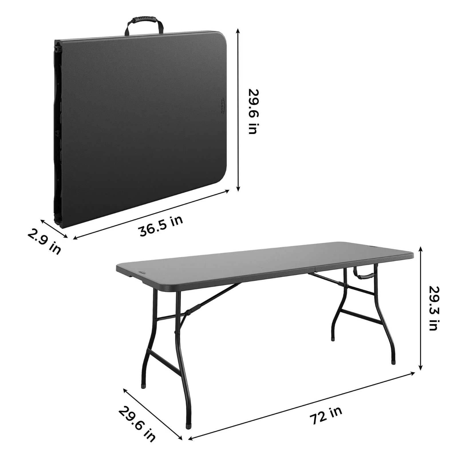 Cosco Heavy-Duty 6 Foot Premium Folding Table, Black