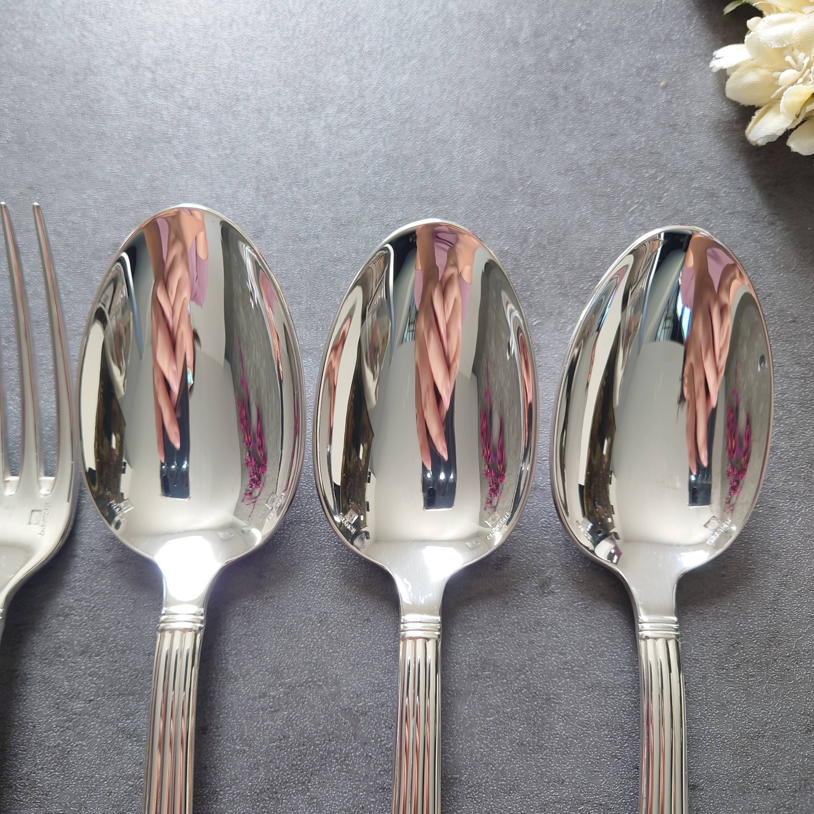 Christofle Aria 9pcs Silverplate Flatware Table Knife Fork Spoon Excellent
